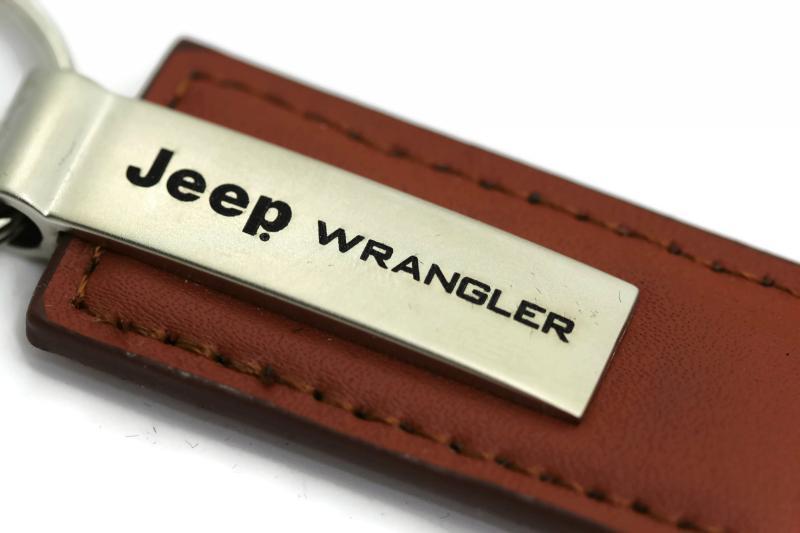 Jeep Wrangler Brown Leather Authentic Logo Key Ring